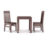 Minimal Solid Sheesham Wood Two Seater Dining Set (Plan Chairs, Walnut Finish)